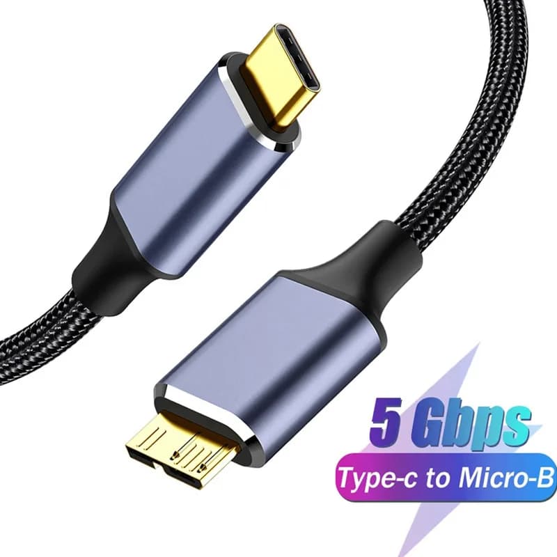 Cavo Dati USB C a Micro B 5Gbps Sincronizzazione Rapida Tipo-C a USB 3.0 Micro B 3.0 per Disco Rigido Esterno, Fotocamera, SSD