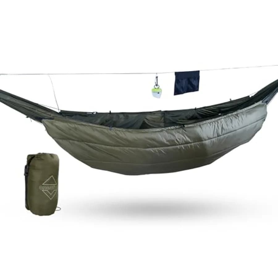 Sottocoperta per Amaca da Campeggio, Lunga e Leggera, con Isolamento per Campeggio, Escursionismo e Backpacking, Verde Oliva