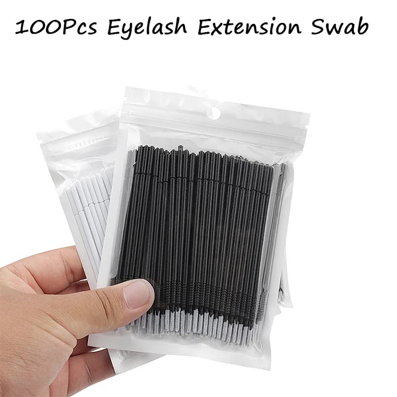 100 pcs. disposable cotton applicators for extension eyelashes, tools for mascara, brushes for removal makeup eyelashes