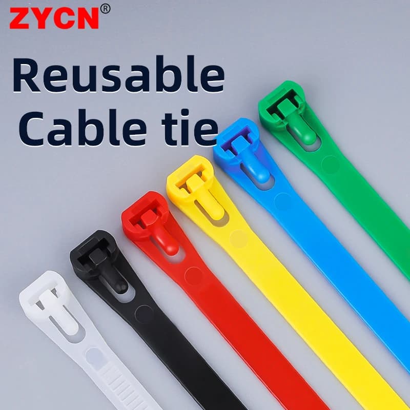 Fascette per cavi rilasciabili da 100 pezzi 8 x15 0/200/250/300/400/450mm in plastica colorata riutilizzabile con anello in Nylon con cerniera allentata