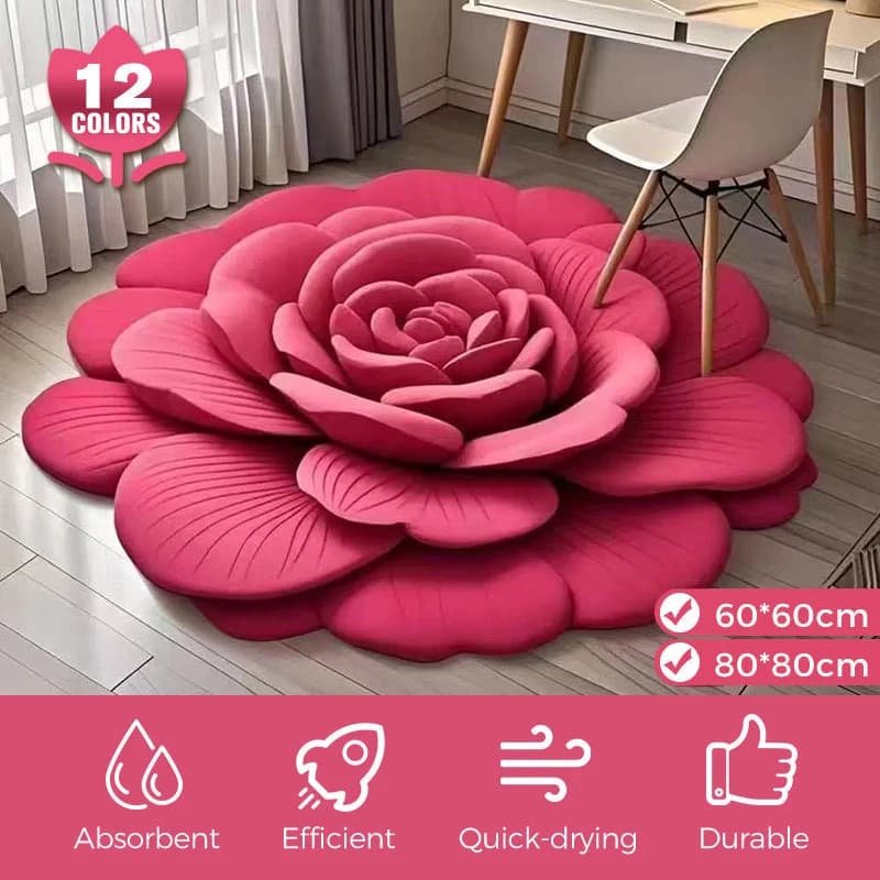 Alien Floral Peluche e Terra Diatomea Tappetino Bagno Assorbente Antiscivolo 3D Modello di Fiore Fresco Tappetini per Porte Resistente allo Sporco