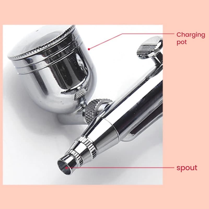 Kit aerografo a doppia azione con alimentazione a sifone da 0,3 mm Set di strumenti di spruzzo con tazza di fluido da 7 cc e 22 cc per unghie di pittura artigianale