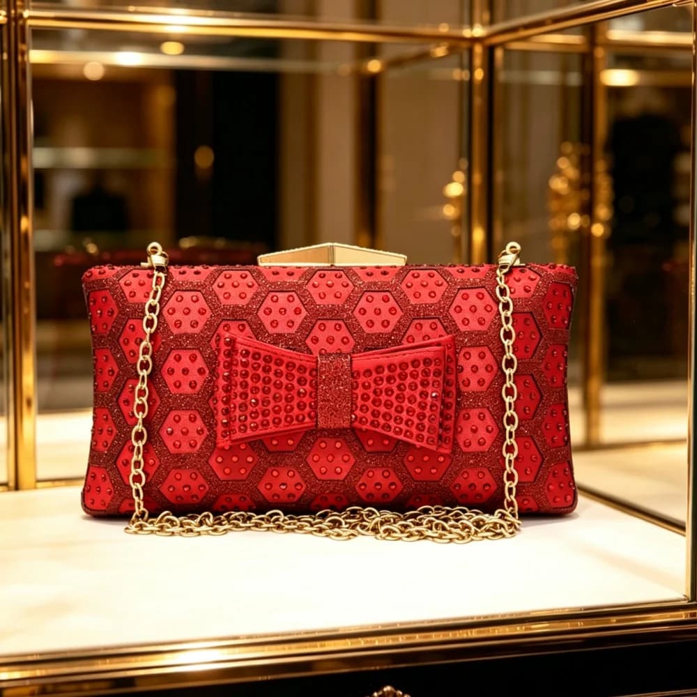 Women Crystal Bow Evening Clutch Rhinestone Elegant Handbags for Female Luxury Handmade Clutch Purse Designer Clutches