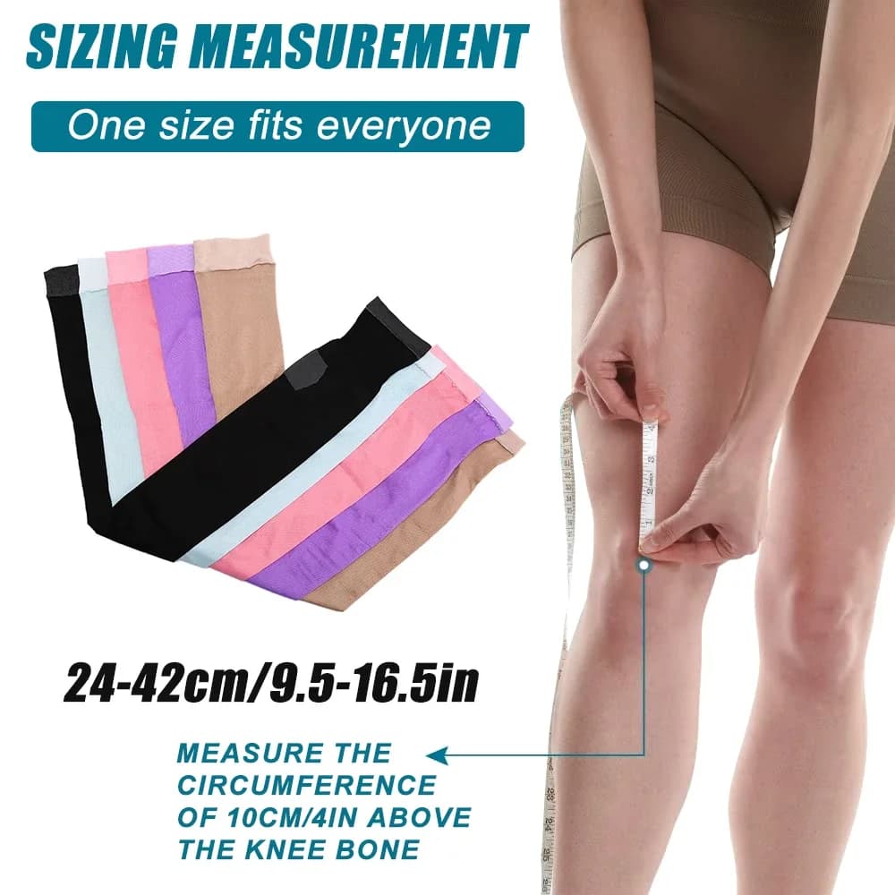 1 paio di calzini a compressione da donna 420D con supporto per ginocchio, scaldamuscoli sottili per dormire, calze sottili per bruciare i grassi