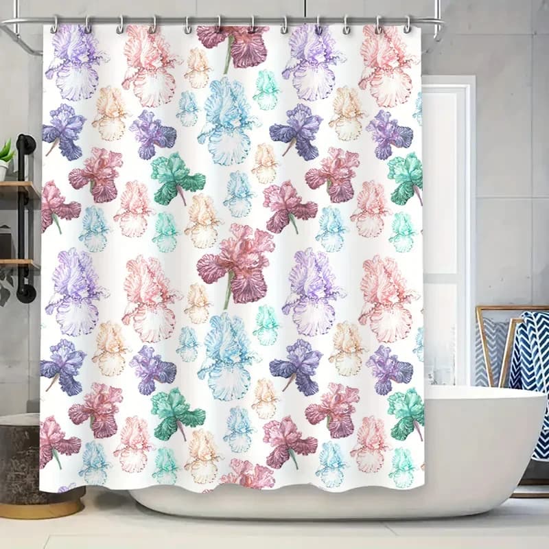 Tenda da doccia per vasca da bagno Decorazione da bagno impermeabile Stampa motivo floreale Decorazione per la casa Lavabile Dimensioni personalizzabili Opzioni disponibili