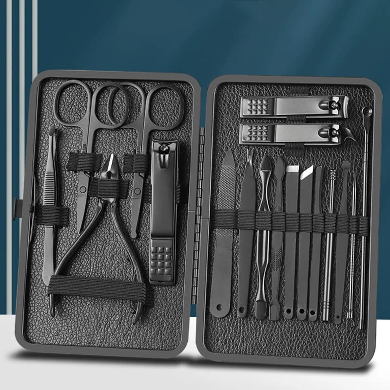 Set Manicure Professionale in Acciaio Inox da 7/10/12/16/18 Pezzi, Kit per Pedicure con Tronchesino per Unghie Incarnite