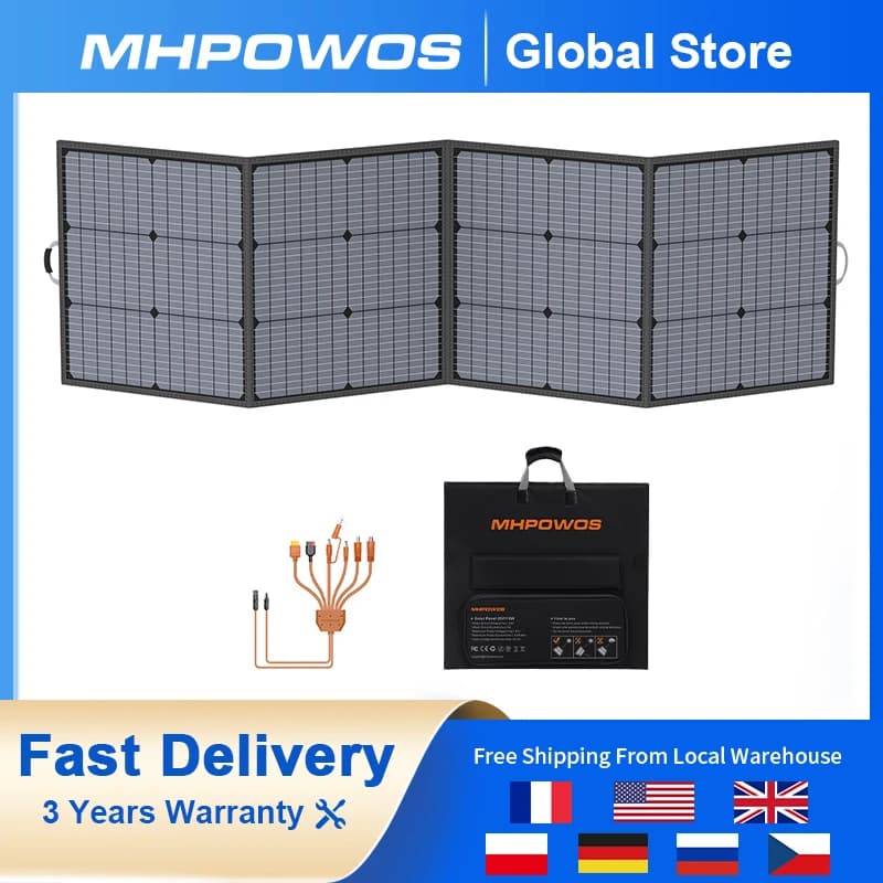 MHPOWOS Pannello solare pieghevole da 220 W Tensione 40 V per caricabatterie solare per centrale elettrica con MC-4 per campeggio Garden Powerstation RV