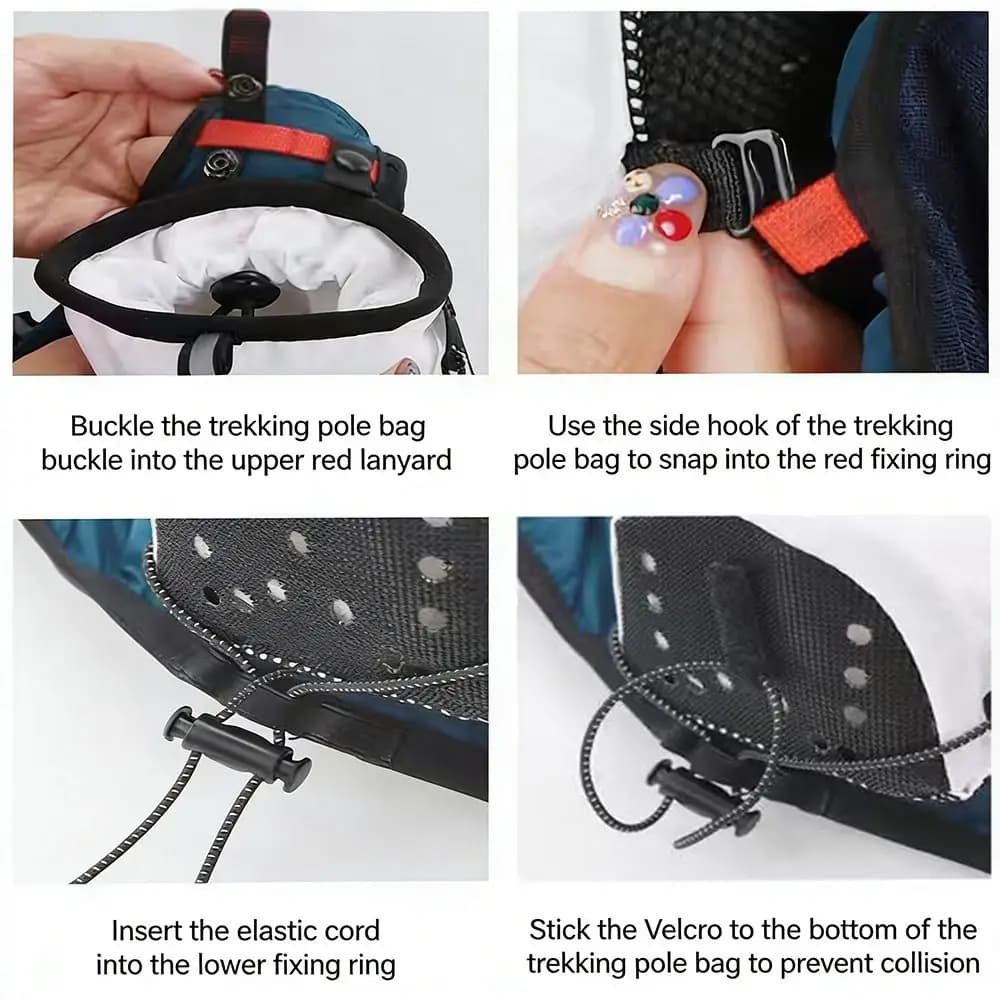 Lightweight Hiking Pole Storage Bag Opening Tightening White Black Trekking Poles Bag Portable External Design Sport Backpack