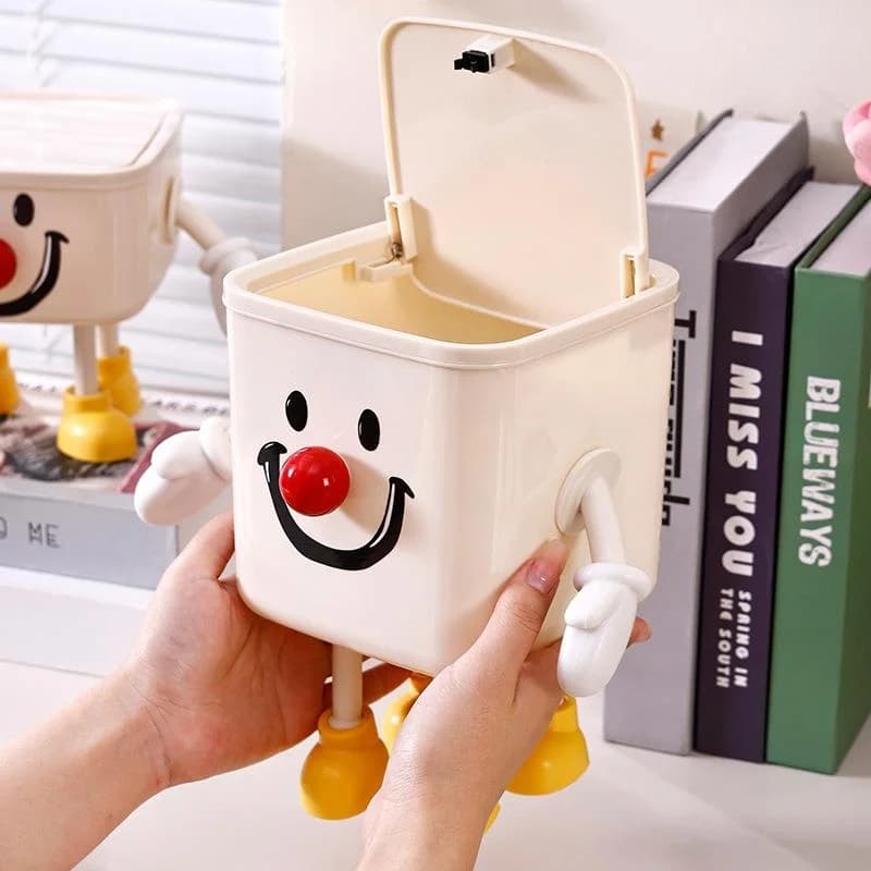 Creative Durable Trash Can for Living Room And Bedroom High Aesthetic Value Love Clown Design Ideal Home Organization Tool
