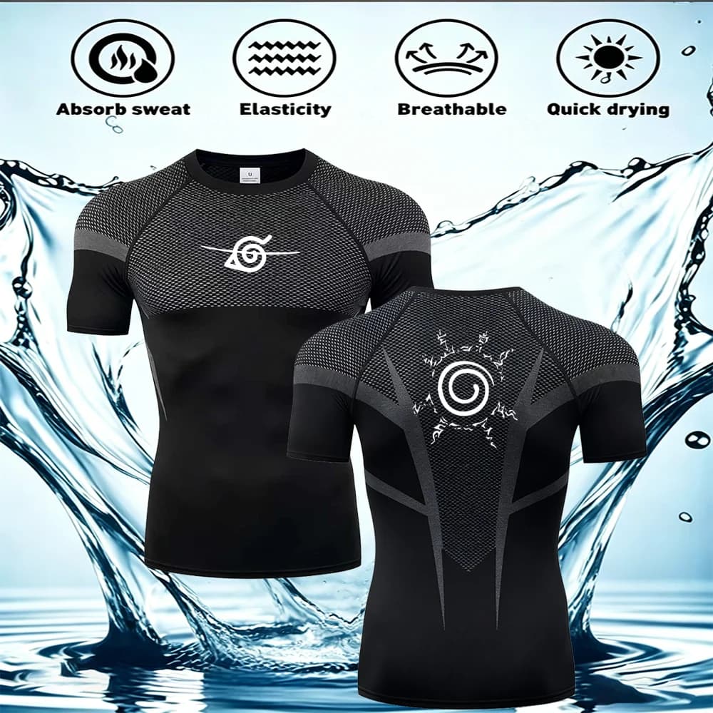 Men Compression Shirt Running Quick Dry Gym Jogging Sports Shirts Rashguard TopsNaruto Anime Summer Short Sleeve T-Shirt