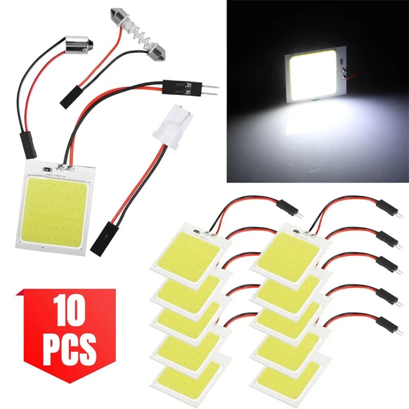 10X T10 BA9S Led per auto Cob 48SMD Lampadina di parcheggio bianca Lampada da lettura per interni auto Luci targa a festone super luminose