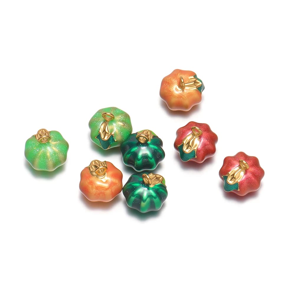 5 Pezzi Ciondoli Colorati a Forma di Zucca per Halloween e Ringraziamento, Pendenti Smaltati 3D, Perline a Forma di Frutta per Creazione di Gioielli Fai-da-Te, Bracciali e Collane
