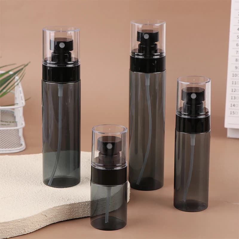 PETG Ultrafine Fog Spray Bottle Light Travel Dispenser Vacuum Makeup Water bottle for disinfection with transparent/black alcohol