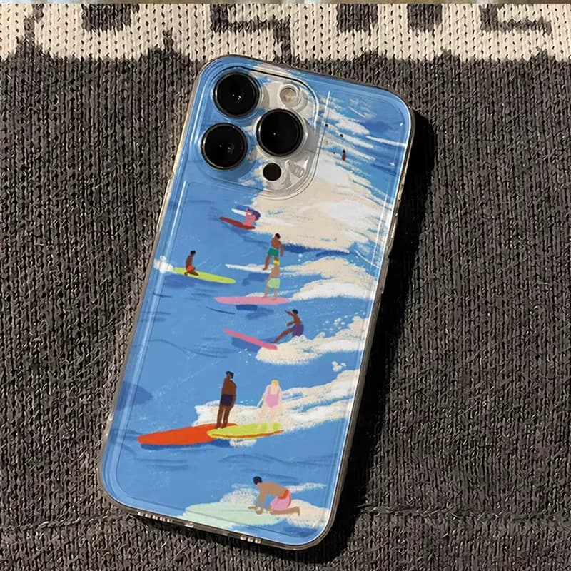 Custodia Trasparente Estiva per iPhone 17 Pro Max 16 15 Pro 14 13 12 11 XR 17Air 16 Plus in Silicone per Spiaggia, Surf e Nuoto