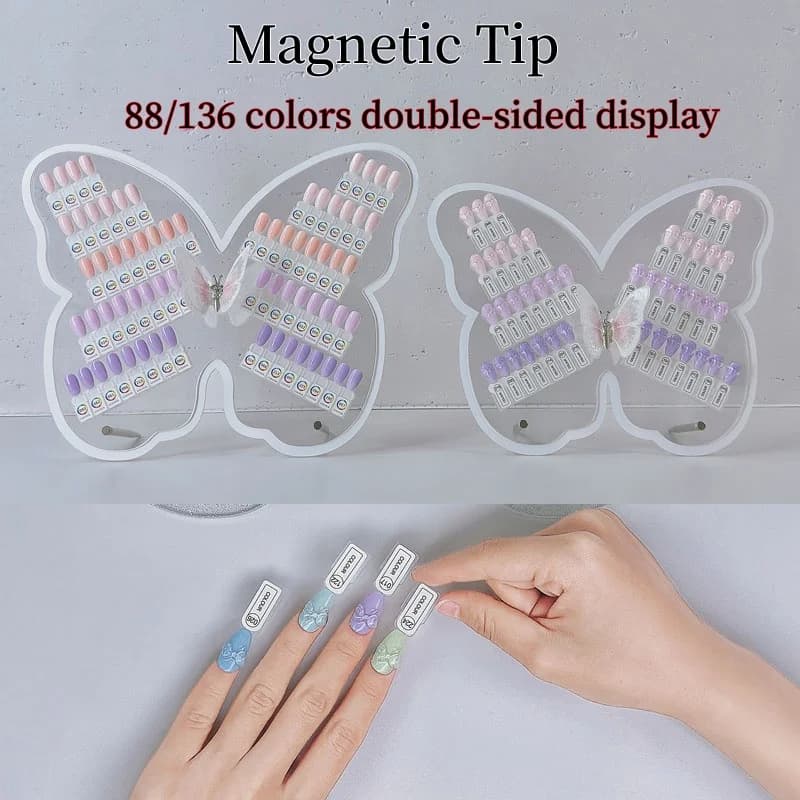 Espositore magnetico per nail art con 88/136 colori, tavola campionario vuota per smalti gel, strumenti per testare e provare le unghie.