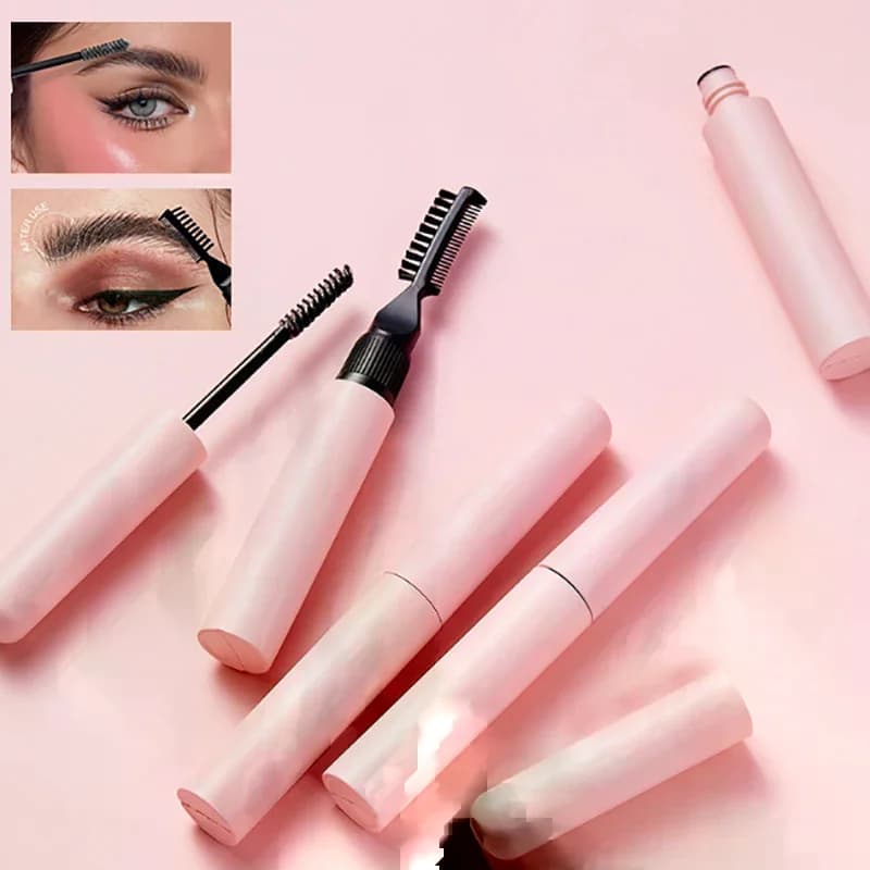 Contenitore per cosmetici per ciglia con doppia testa a pennello da 10 ml, tubo per mascara vuoto, riutilizzabile, per gel per sopracciglia