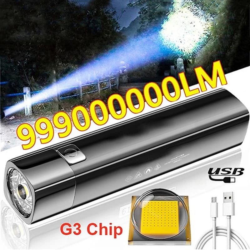 2 IN 1 990000 Torcia tattica a LED LM Ultra Bright G3 Torcia e Power Bank Illuminazione portatile per esterni Faretto da incasso antiriflesso 2023