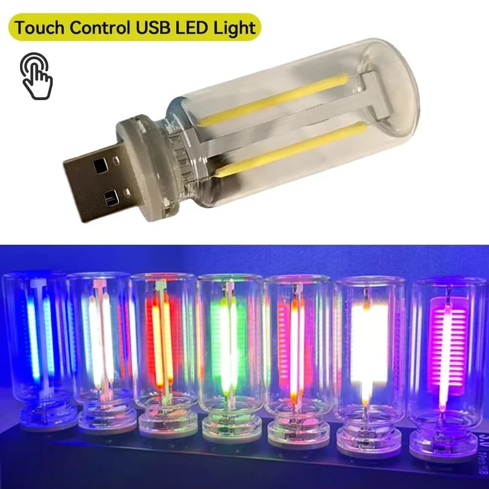 Lampadina LED USB per auto con filamento touch dimmerabile 5V Lampadine LED retrò 0,3W Luce notturna da campeggio Illuminazione decorativa a incandescenza a LED