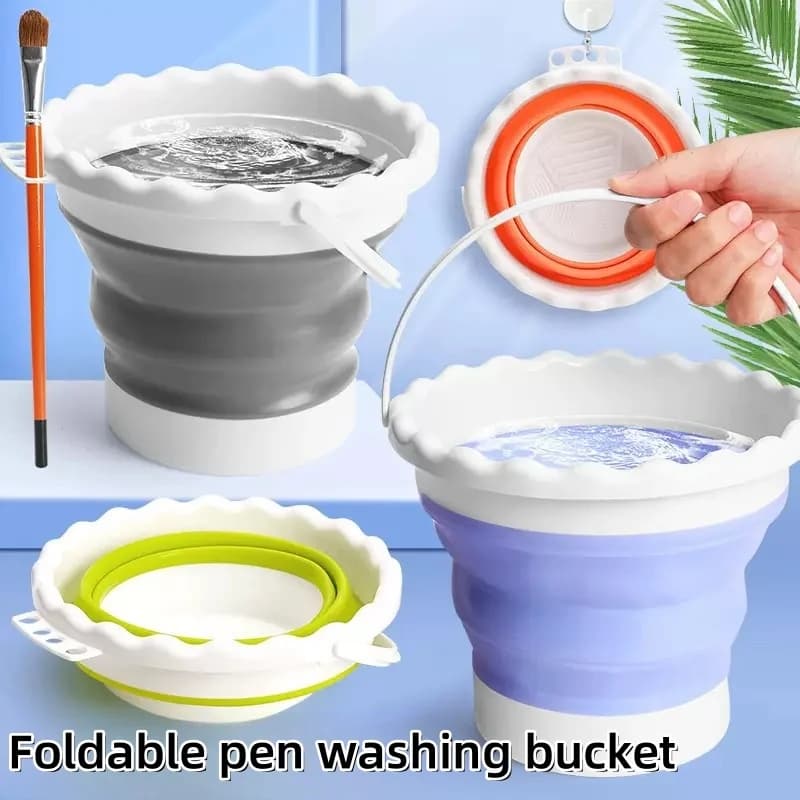 Secchio per acqua con pennello pieghevole per studenti d'arte: tazza di risciacquo ideale per pennelli e penne