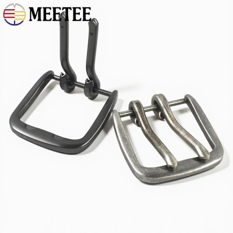 1/2 Pezzi Fibbia in Metallo Meetee da 40mm con Doppio Perno per Cinture, Pantaloni e Cappotti, Chiusura Regolabile, Accessori Fai-da-te