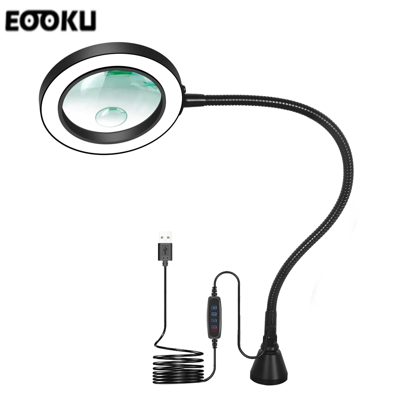 EOOKU 3X-6X lente d'ingrandimento a saldare USB LED lampada a lente d'ingrandimento forte Base magnetica supporto a collo d'oca illuminazione di saldatura HomeTool