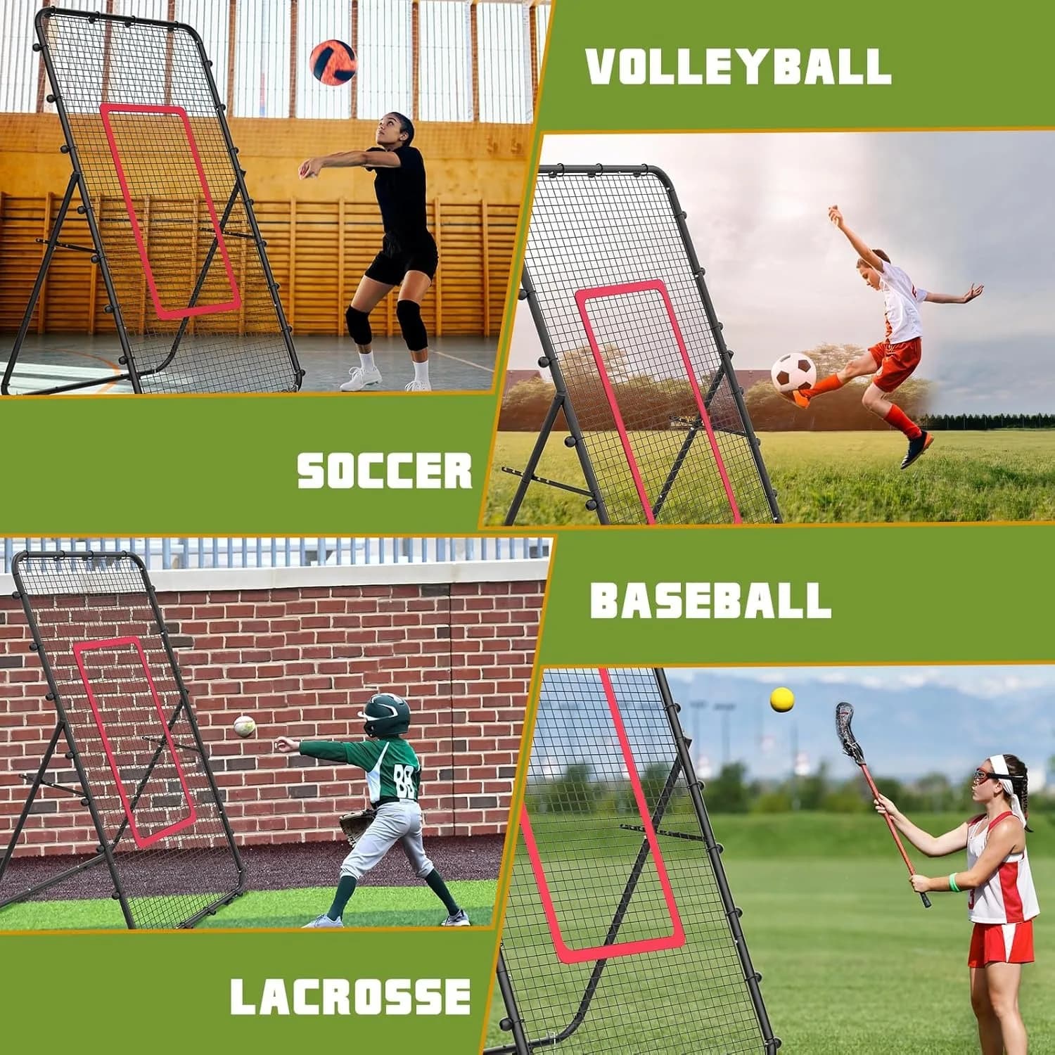 Rete da pallavolo regolabile 7x4 piedi | Rimbalzo per allenamento multi-sport | Pratica di lacrosse/baseball/calcio/tennis
