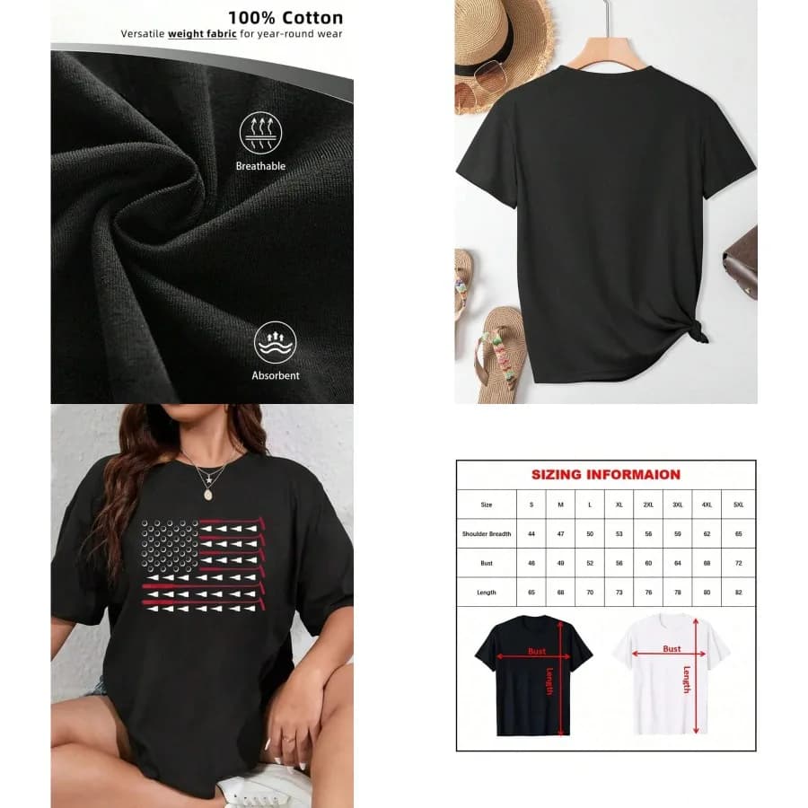 【Nuovo stile】T-shirt da golf in cotone 100% con bandiera USA, patriottica, per golfisti americani, T-shirt da golf per donna, per le vacanze estive, morbida e rilassata