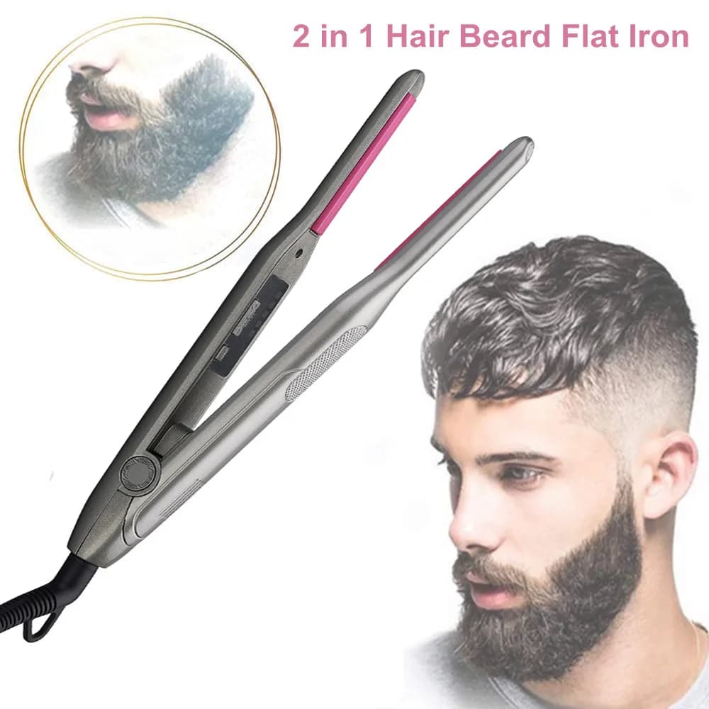 Piastra per capelli professionale 2 in 1 ferro arricciacapelli in ceramica arricciacapelli matita ferro da stiro per capelli corti piastra per barba