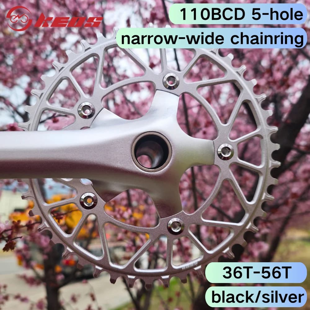 Corona KEOS 110BCD 36T-56T Argento in Lega di Alluminio per Bici da Strada Shimano FC4500 APEX 5 Fori Narrow Wide