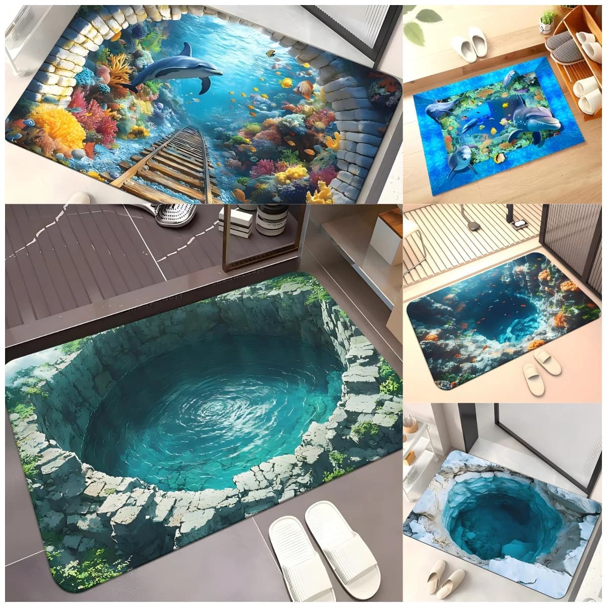 VIKAMA Visual Summer Ocean Personalizzato Fango Diatomea Tappetino Bagno Porte WC Antiscivolo e resistente alle macchie Decorazione della casa