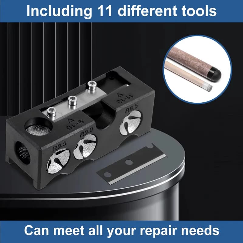 11 In 1 Billiard Cue Head Shaper Multi-function Billiard Grinder Snooker Pool Cue Tip Cutting Repair Tool Billiard Accessories