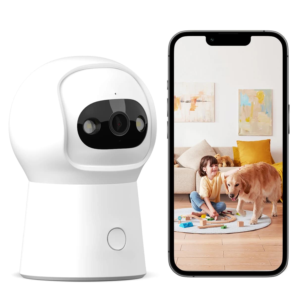 La telecamera WiFi per baby monitor Tuya Smart da 3 MP HD con visione notturna supporta l'archiviazione dati su scheda SD