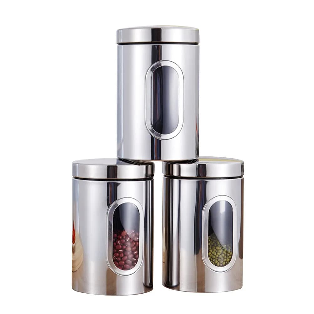 Stainless Steel Storage Tank Food Sealed Canister Kitchen Tool for Coffee Beans Tea Grains Snacks Container Home Kitchen Tool