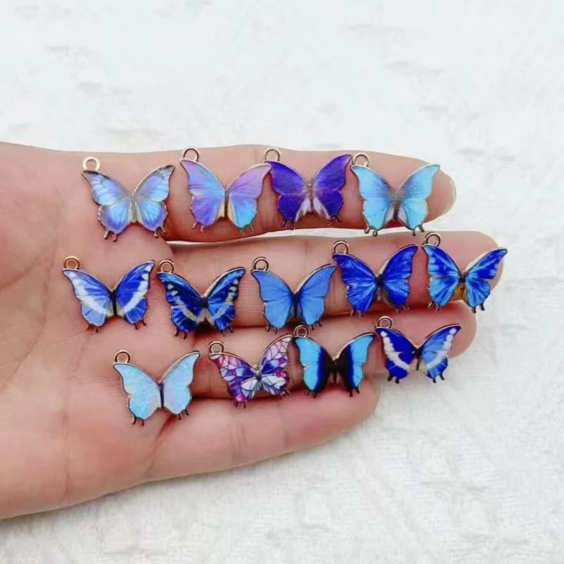 13pcs Cross border Hot selling European and American Fashion Accessories DIY Alloy Drip Oil Color Butterfly Accessories Single H