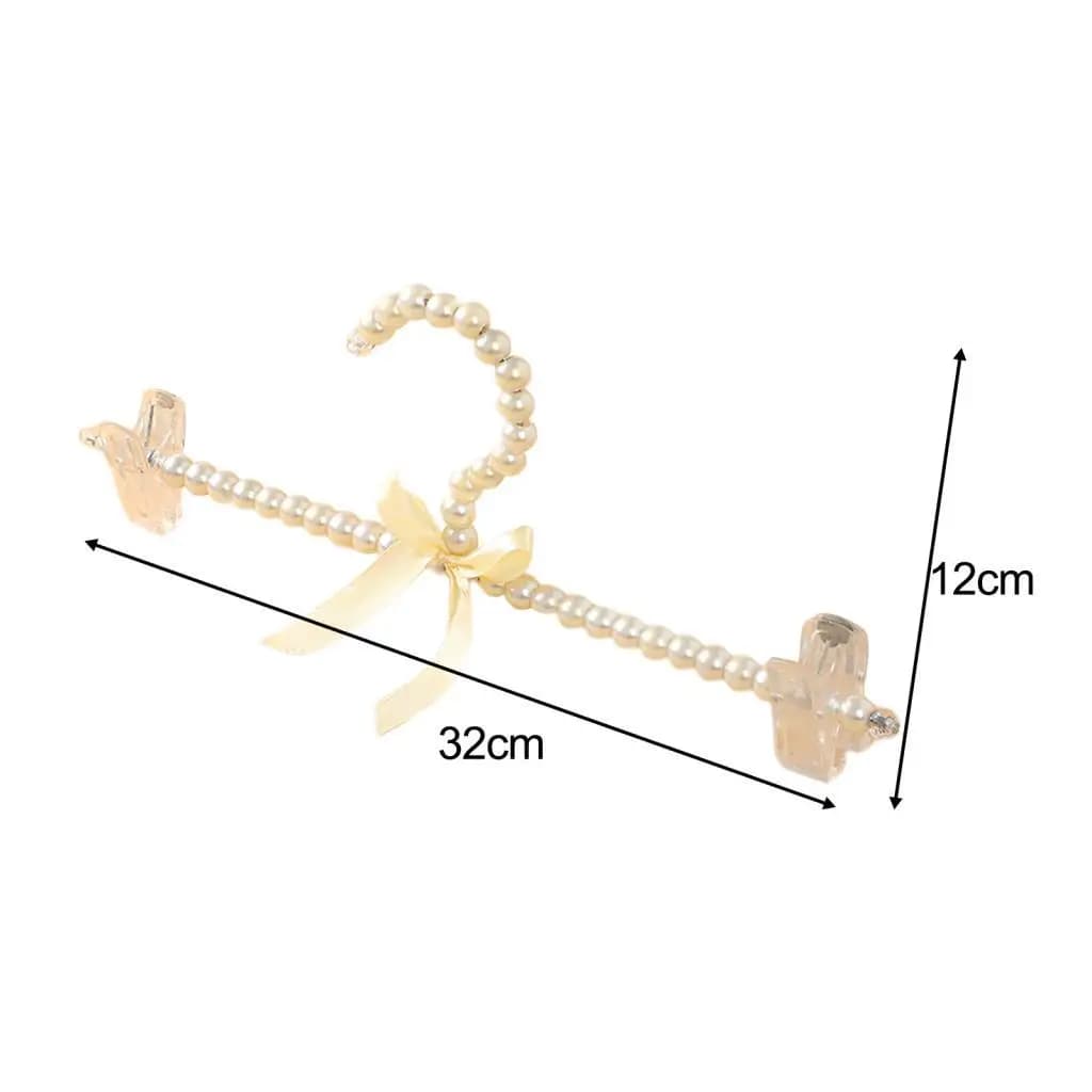 Elegant Faux Pearl Ribbon Clothes Hanger Small Plastic Wardrobe Organizer for Girls Newborn Dog Cat Clothing