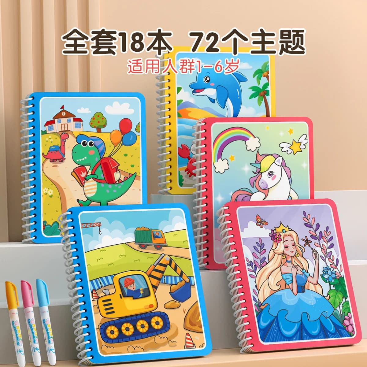 Libro Magico da Disegnare con Acqua per Bambini, Tavoletta Riutilizzabile per Colorare e Disegnare, Giocattolo Educativo Sensoriale per Bambini e Neonati