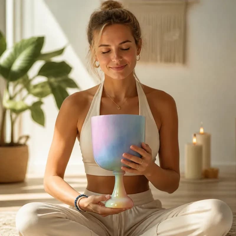STAR LIN KUP Crystal Singing Bowl 432Hz Rainbow Pastel Chalice Healing Meditation Sound Therapy Quartz Bell Various Sizes