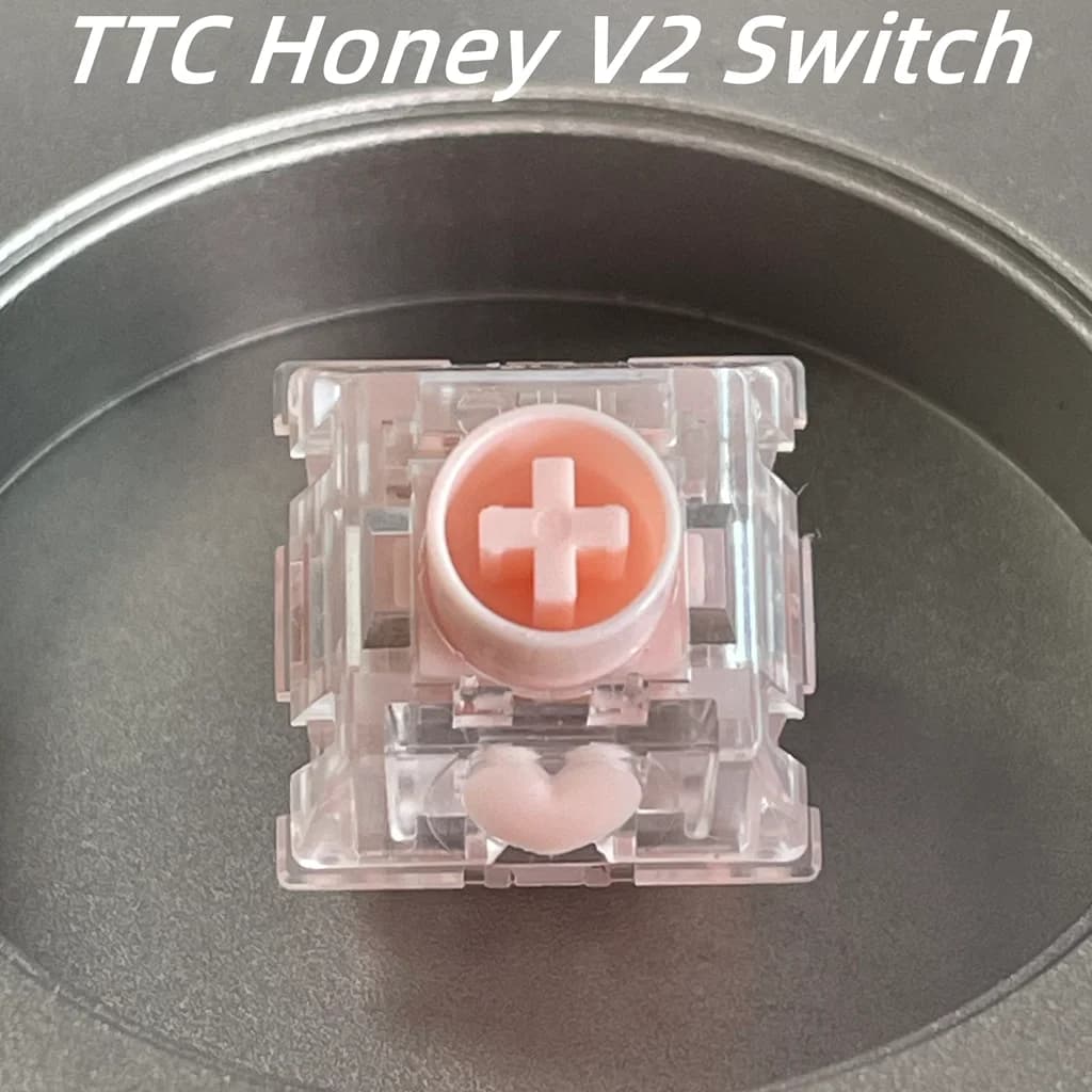 Switch per Tastiera TTC Honey V2, 5 Pin Lineari Rosa, Completamente Trasparenti, RGB, Lubrificazione Fine, Attivazione Rapida, 42g POM per Giocatori