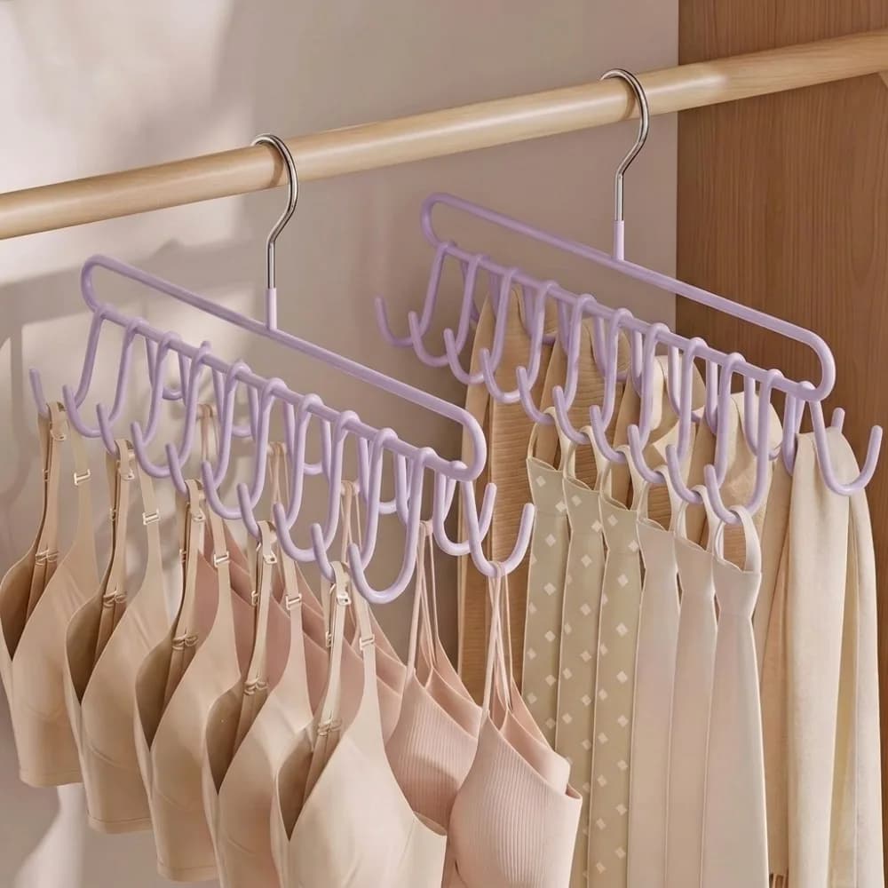 2PCS Multifunctional 20 Hooks Camisole Bra Hook Metal Non-slip Clothes Hanger Space Saving Tie Belt Hanger Laundry Room