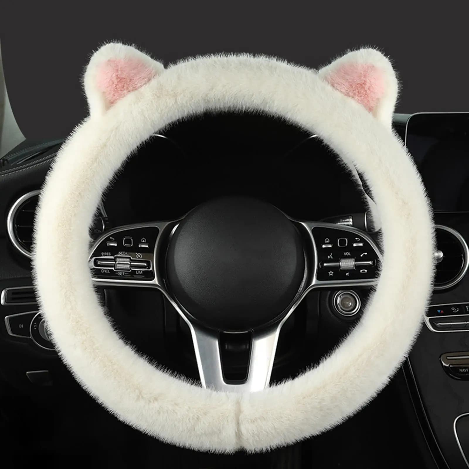 Winter Plush Warm Steering Wheel Cover Protector for Women Girls Sturdy