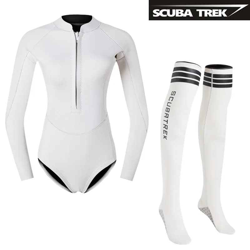 Macaron women's wetsuit one-piece surfing long-sleeved top snorkeling jellyfish suit warm and cold-proof