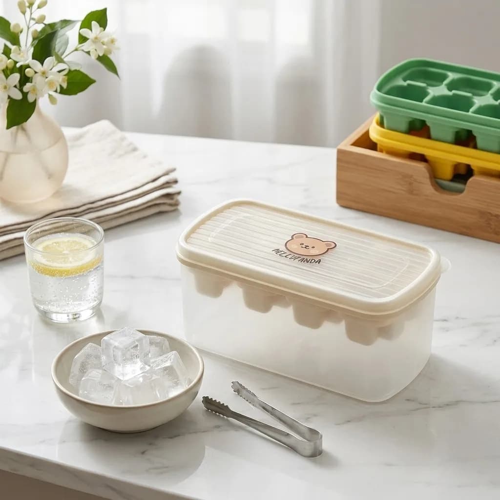 Set di 1/2/3 Stampi per Cubetti di Ghiaccio con Scatola, Stampo in Plastica Riutilizzabile per Frigorifero, 8 Scomparti, Accessori da Cucina