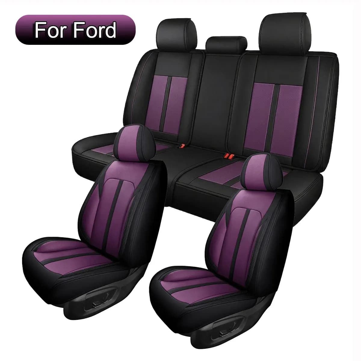 Car Seat Covers Full Set 5 Seat, Fit for Ford Escape, Edge, Focus, Fusion, Mustang Mach-E, Maverick, EcoSport, Taurus, NAPPA Leather Car Seat Protector