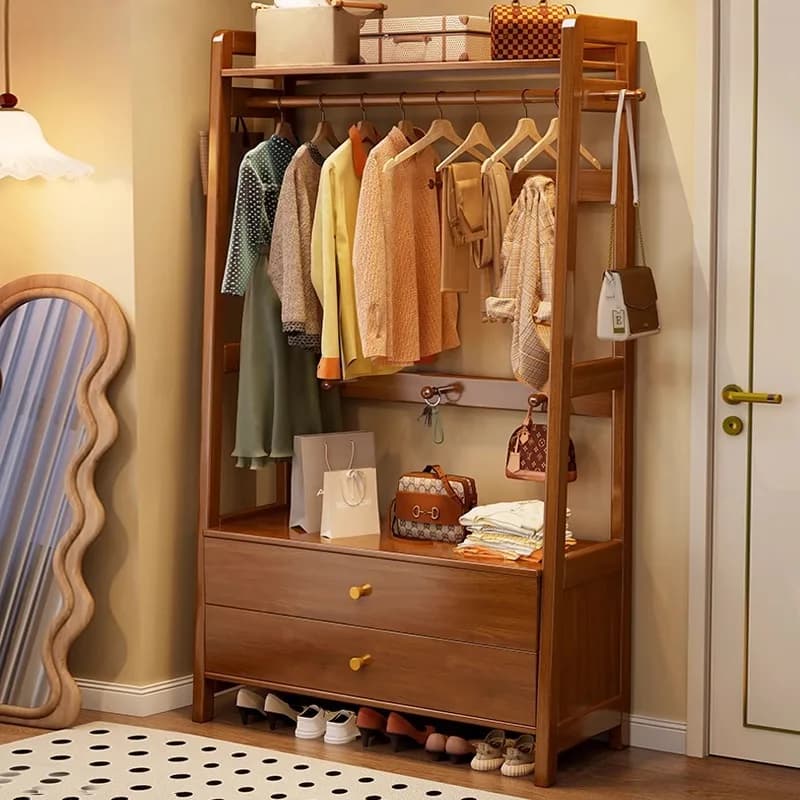 Hangers in solid wood from the floor to the ceiling for bedroom with drawers hangers multifunctional coat hangers for home clothes