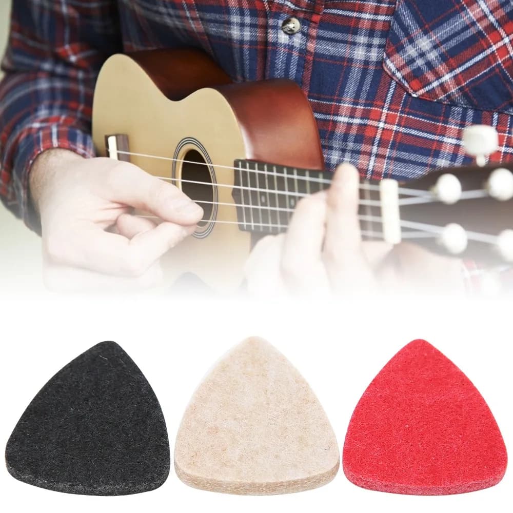3PCS Portable Wool Felt Material Felt Guitar Picks Mixed Color Guitar Picks Ukulele Picks For Practicing