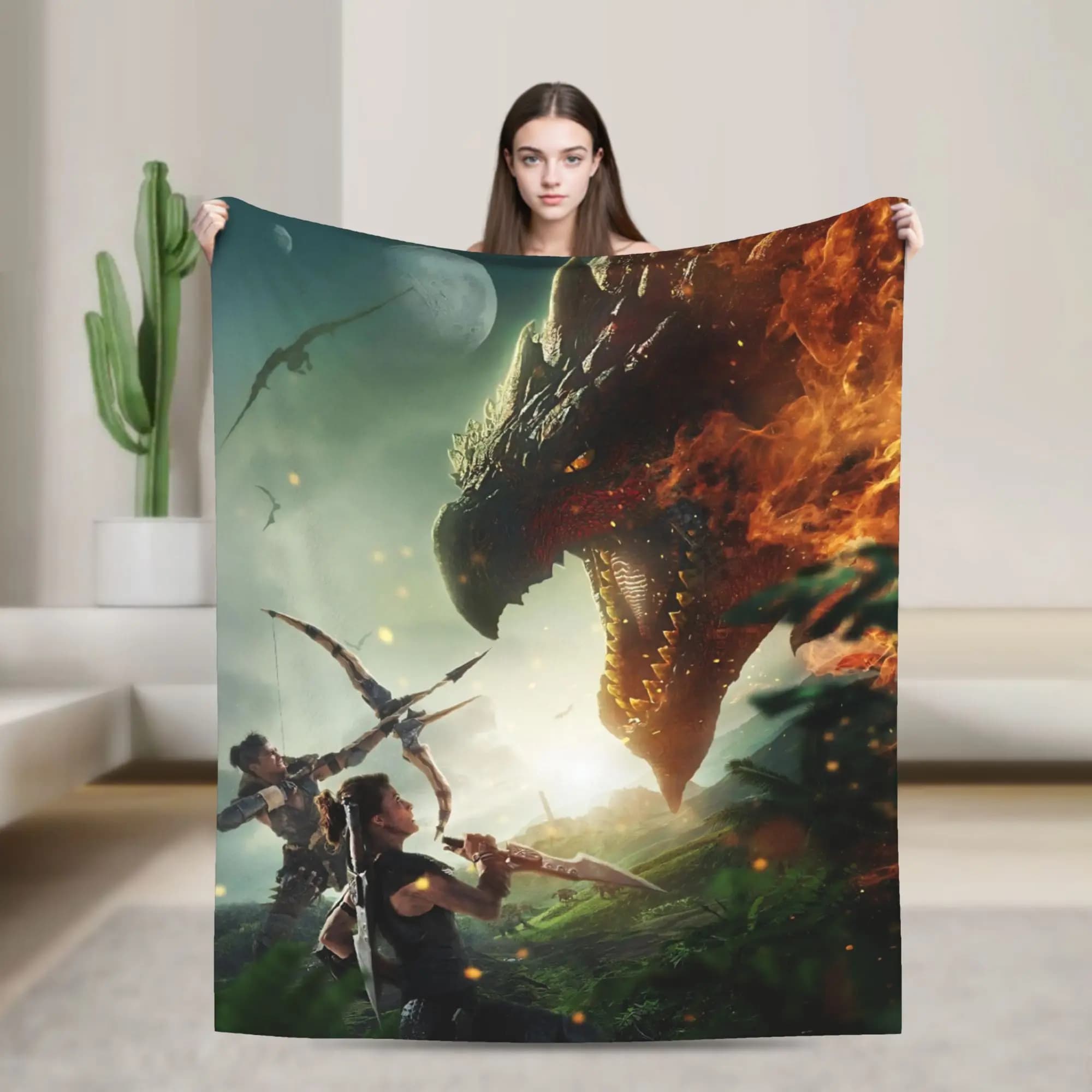 Monster Hunter Wilds Flannel Blanket Spring Soft Durable Throw Blanket for Kids Adult Couch Bed Bedspread Sofa Bed Cover