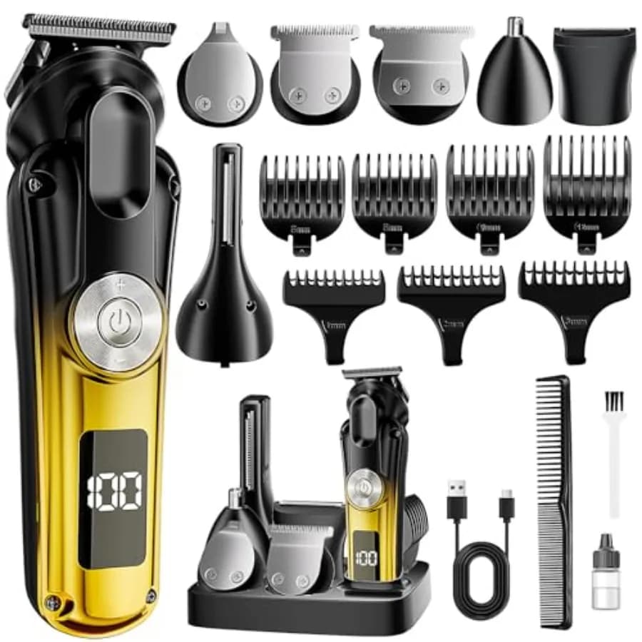 6-in-1 Hair Clipper Beard Trimmer for Men IPX6 Waterproof Electric Shaver RazorandCordless Hair Clipper Grooming Kit Hair Trimm