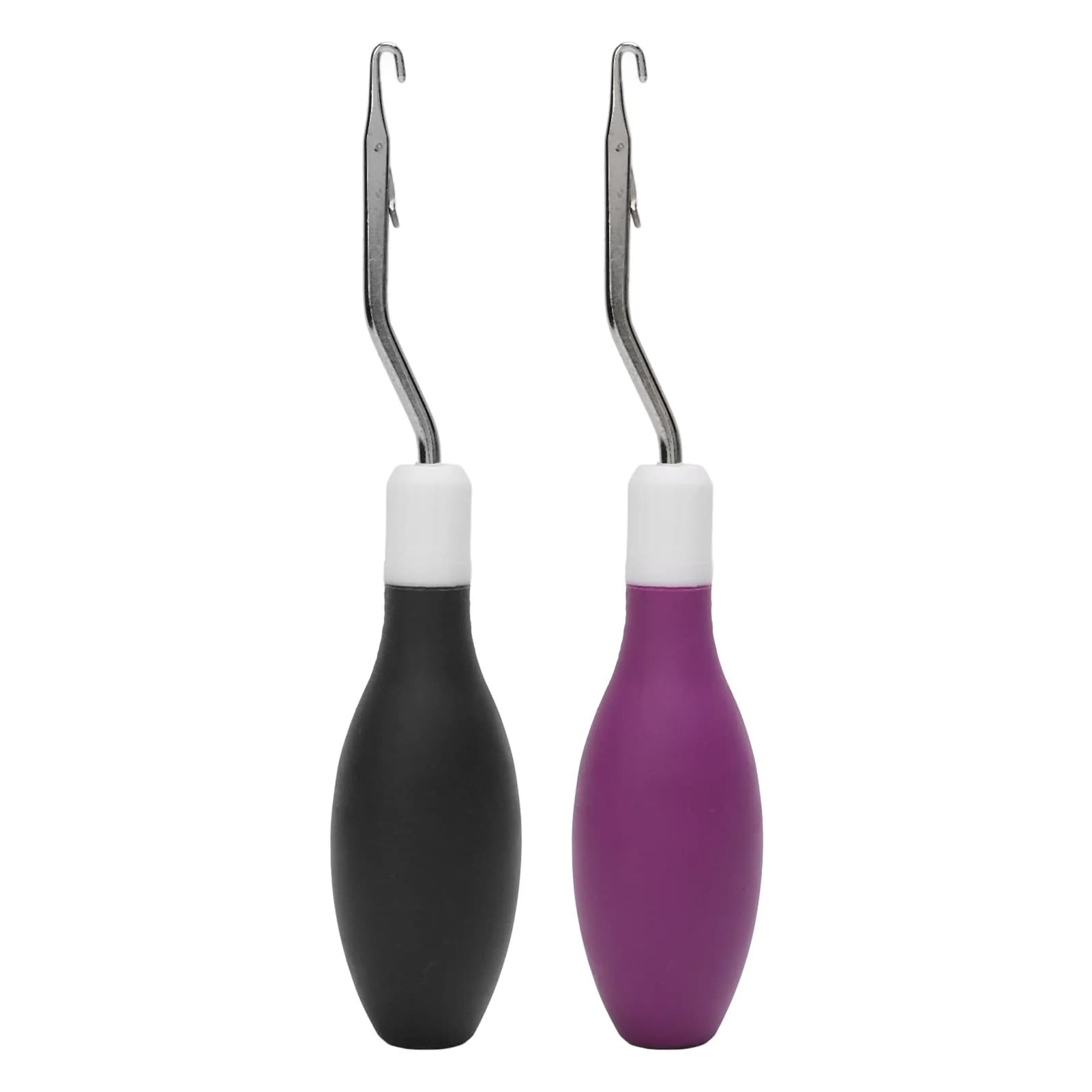 Rug Hook Fine Processing Portable Crochet Needle Comfortable Grip Oval Rubber Handle for Knitting Carpet Mat Handicrafts