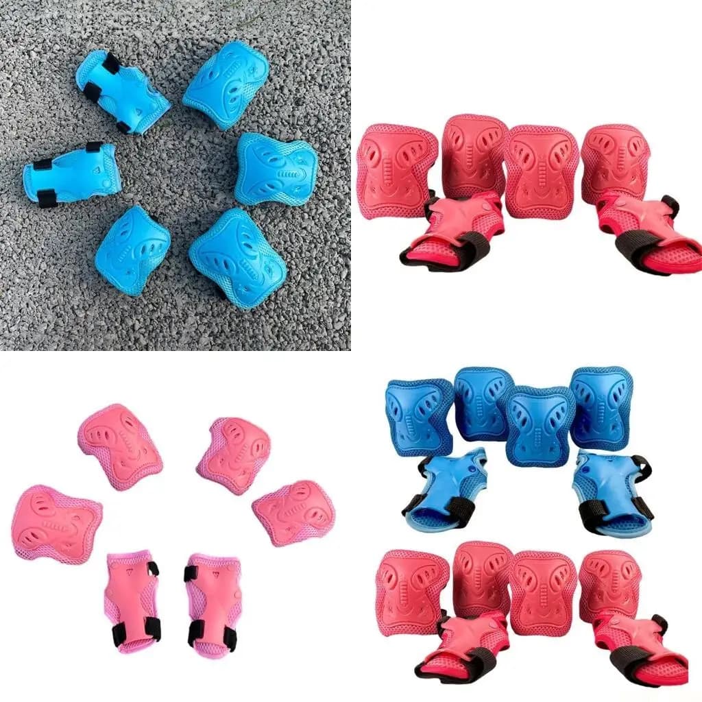 U2JB Attrezzatura sicurezza per bambini Ginocchiere Gomitiere Protezioni per i polsi Set protezioni per bambini