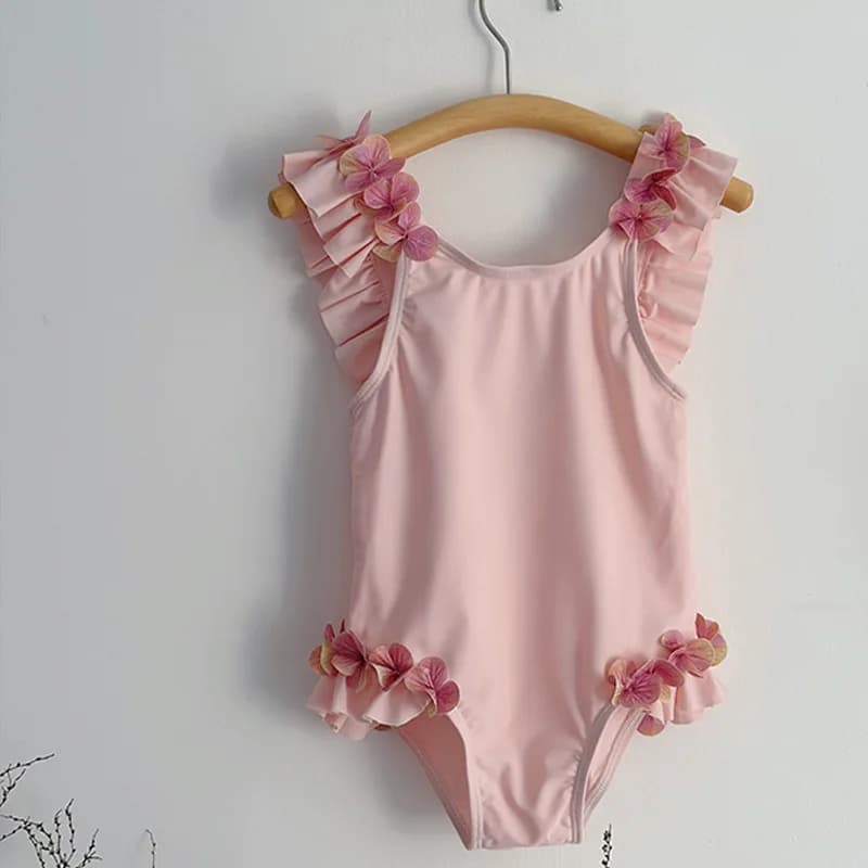 Abbigliamento senza maniche blu scintillante per ragazze 2025 Estate Nuovi vestiti per bambini Costume da bagno per ragazze di fiori dolci
